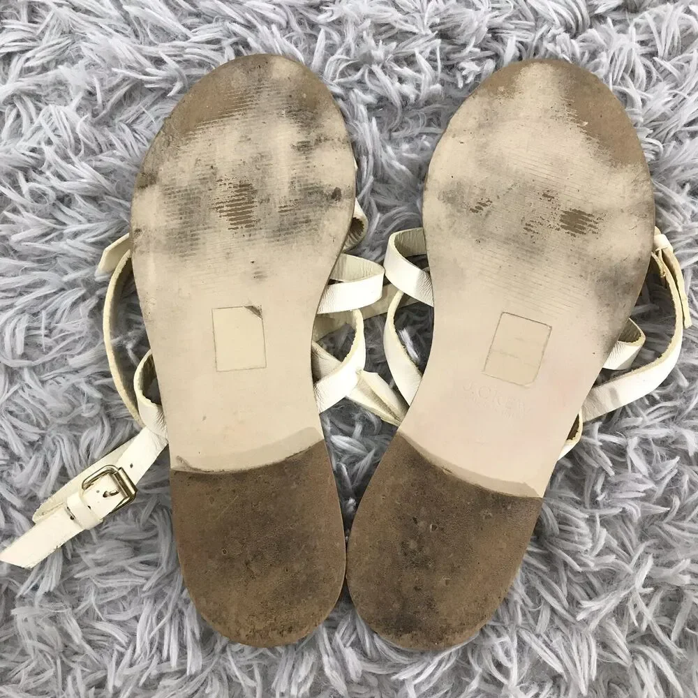 J. Crew 7 Leather Criss Cross Ankle Strap‎ Flat Sandals